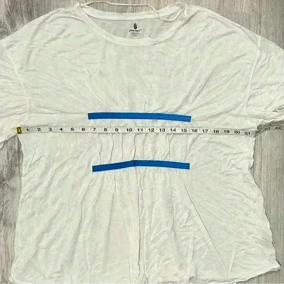 Free People FP Movement White Blue Short Sleeve Shirt Wool Oversized Top Size XS - Picture 4 of 9